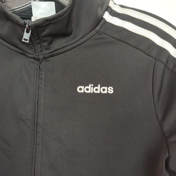 Adidas Full-Zip Jacket Youth Boy's M (10/12) Black Long Sleeves Embroidered Logo - Picture 3 of 8